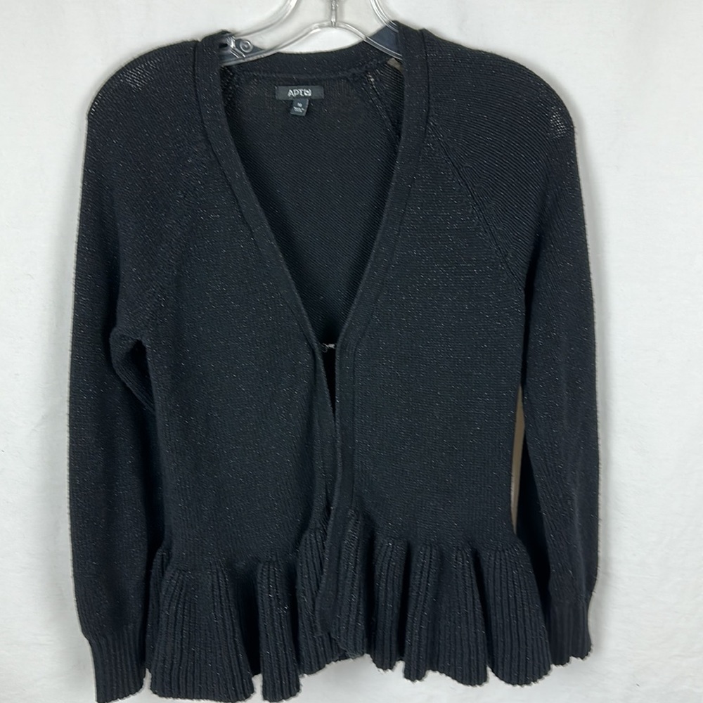 Apt. 9 Black Sweater With Front Hooks, Ruffle Bot… - image 8